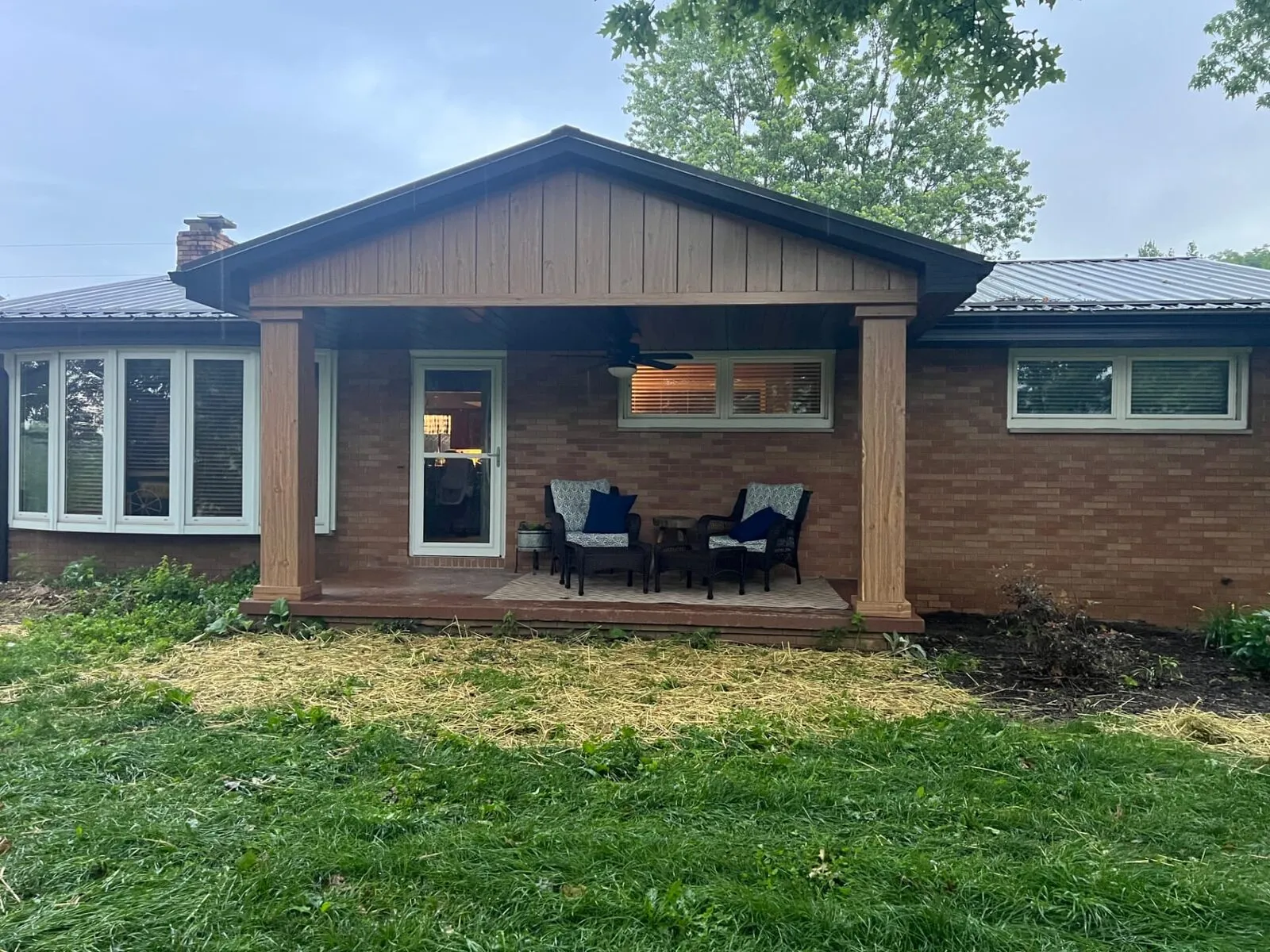 Covered front porch with wood columns